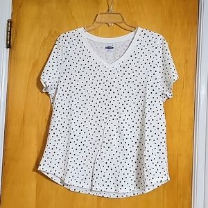 Old Navy, Large, women's v-neck,  navy polka-dot t-shirt